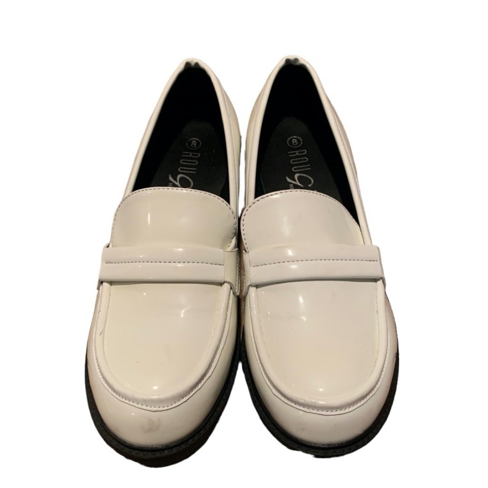 Rouge Helium White Patent Leather Loafers Size 8